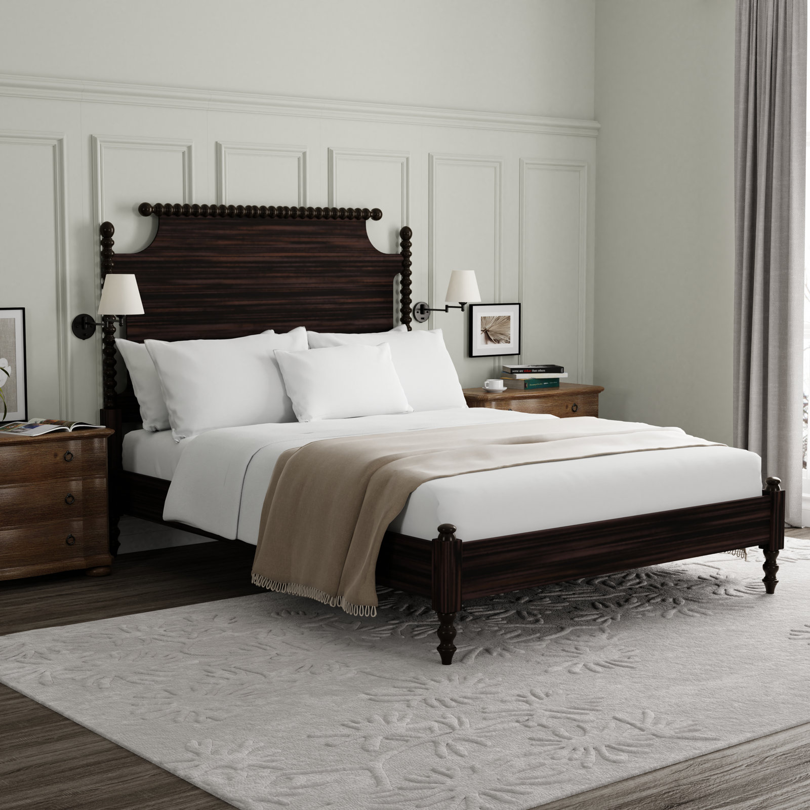 Nadette Spindle Bed, Queen, Oiled Bronze