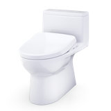 TOTO Redington 1G WASHLET+ S7 One-Piece Elongated 1.0 GPF Auto Flush Universal Height Toilet with CEFIONTECT, Cotton White - MW6724726CUFGA#01