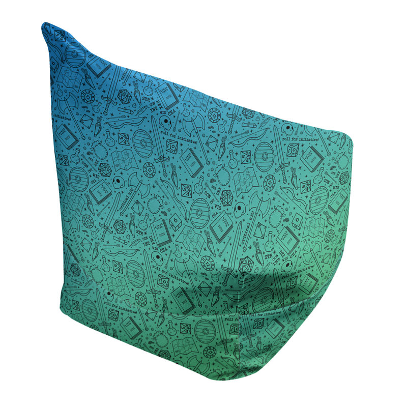 Sac de pois Kitterman, H 38 po x L 42 po x P 29 po, Pouf fauteuil, Bleu ciel/vert marin