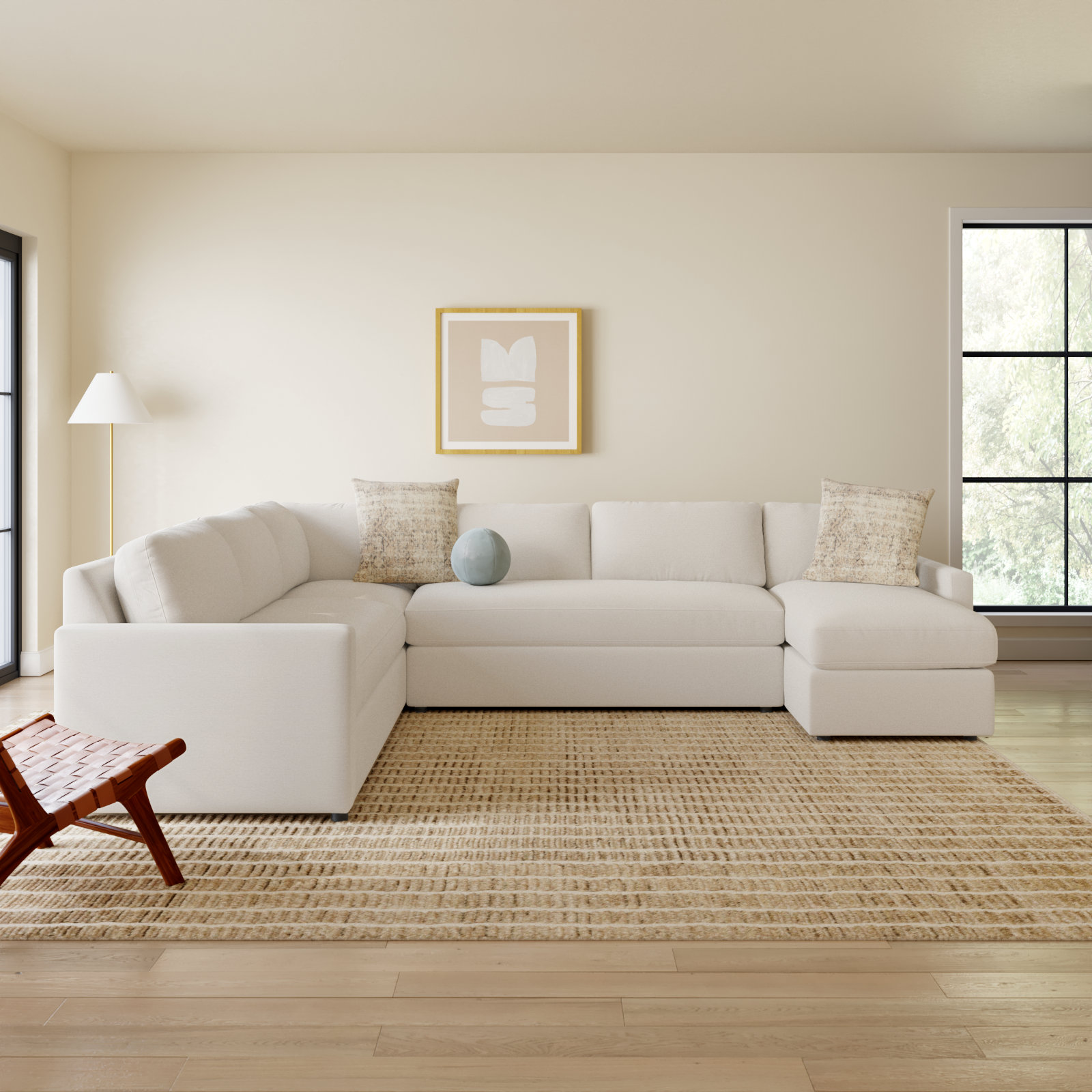 Damari Upholstered U-Sectional, Nomad Snow Crypton® Chenille, Right Hand Facing