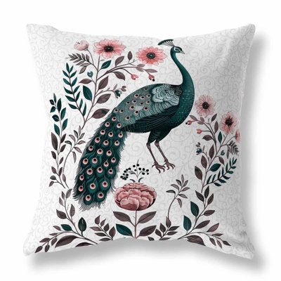 Kalamkari Peacock Indoor/Outdoor 26x26