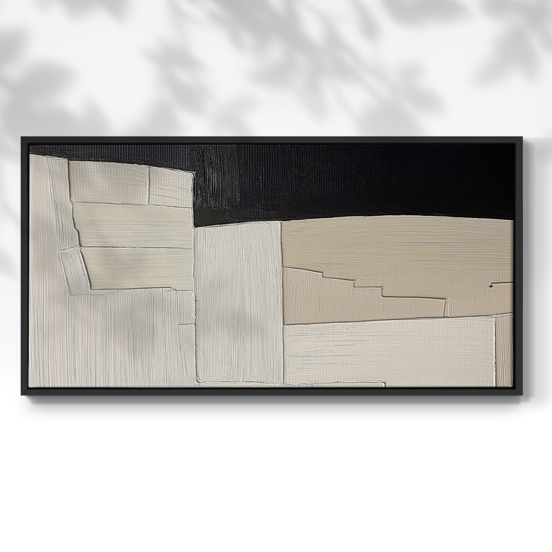 Série abstraite-DCLXVIII- Toile tendue avec châssis tendue, prête à être accrochée, Noir, H 21 po x l 41 po