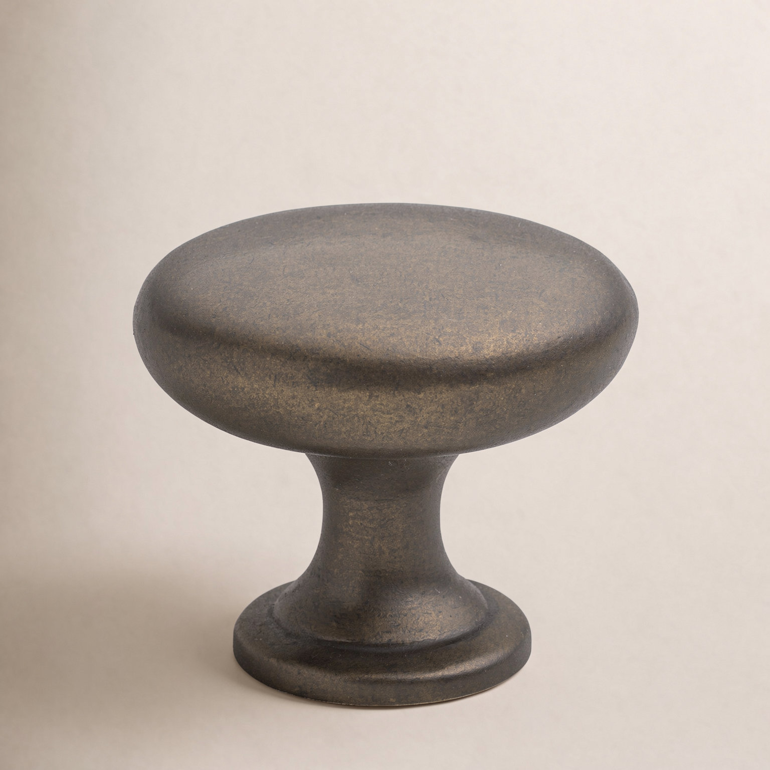 Metal Mushroom Cabinet Knob, Antique Brass