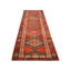 Tapis de couloir rouge en laine noué à la main de conception unique 2 pi 9 po x 11 pi 5 po années 1960