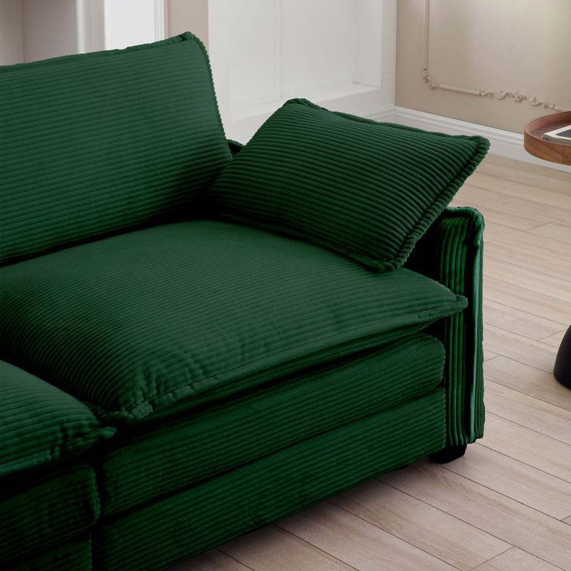 Fauteuil d'appoint rembourré avec repose-pieds et coussin Goel, Vert