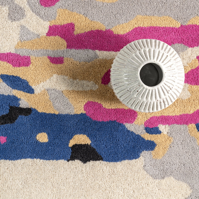 Multicolor Abstract Hand-Tufted Wool 9' x 12' Area Rug