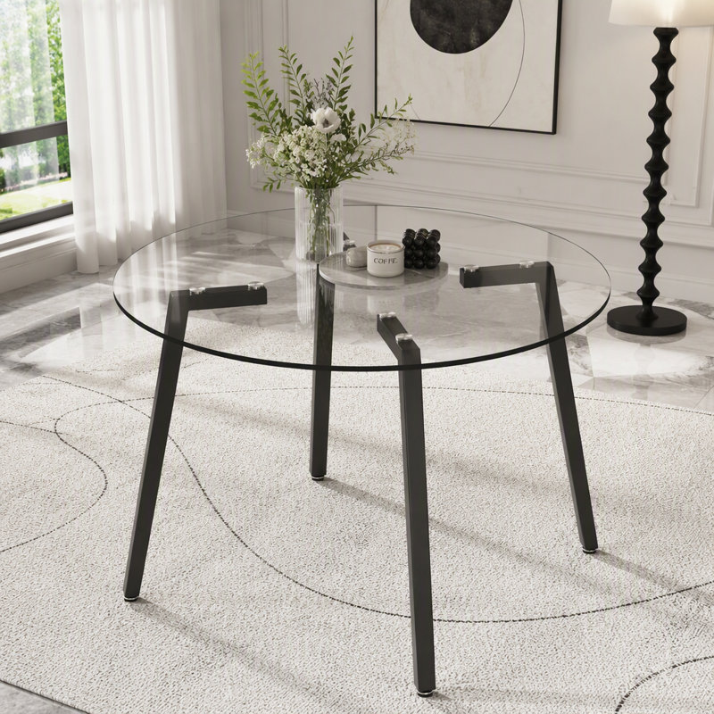 42" Round Tempered Glass Dining Table