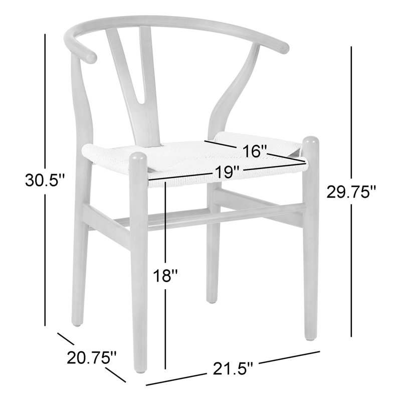 Chaise en bois massif Wyn, 2, Blanc/naturel