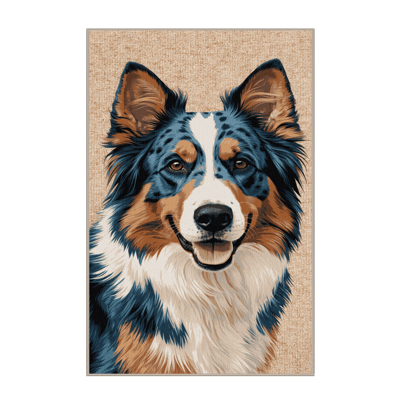  Washable Australian Shepherd Dogs Area Rug, Rectangle 7' x 10'