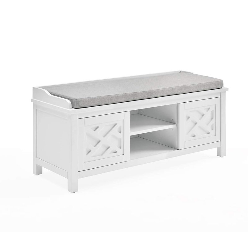 Banc de rangement en bois avec coussin 45 po