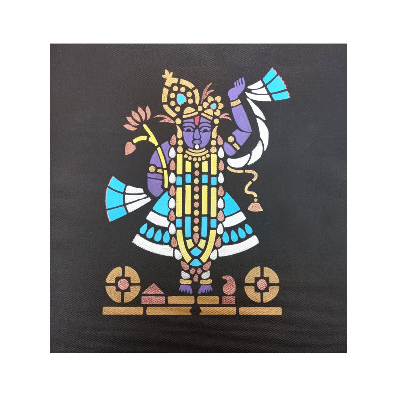 Shrinathji comme Banwari | Acrylique sur toile de coton noire | Par Kiran Java