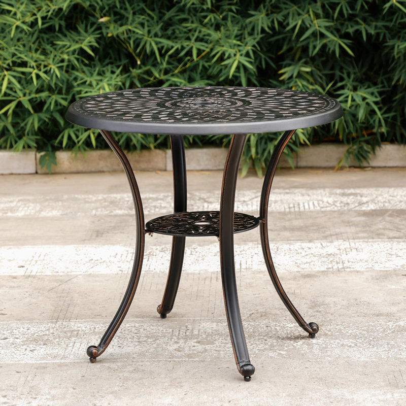 Table de salle à manger ronde 31,5 po avec trou pour parasol, bronze
