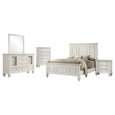 Ficocelli 5-piece California King Bedroom Set Cream White