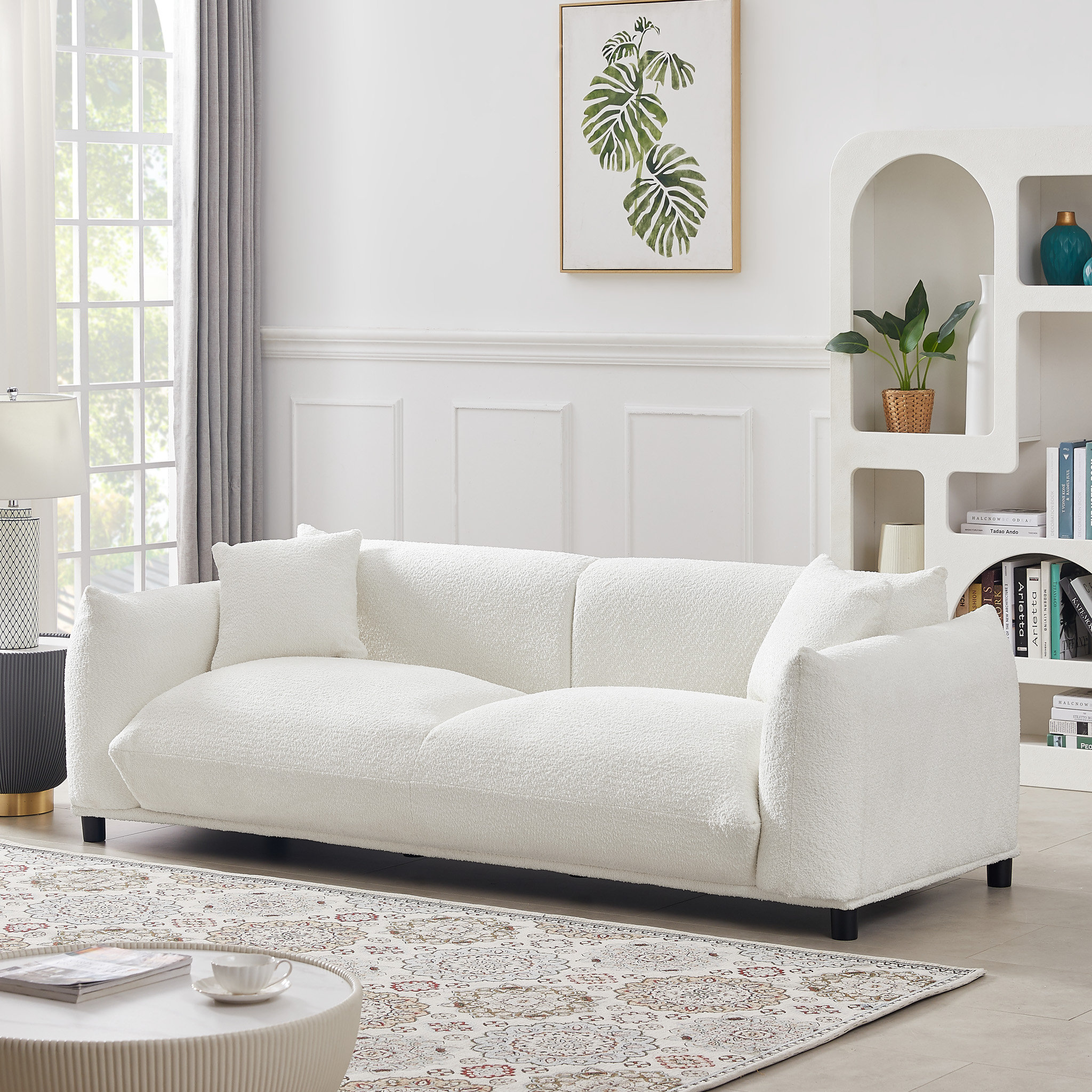 Ebern Designs 89'' Mid Century Modern Luxury French Boucle Couch ...