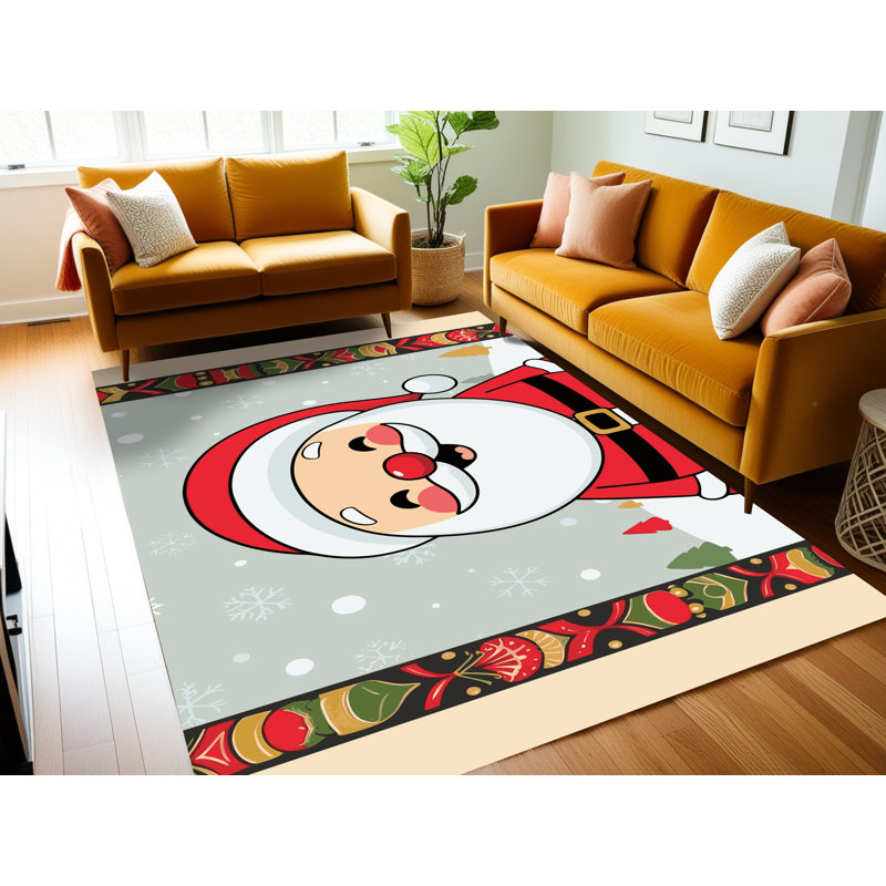 Tapis de vacances d'hiver de Noël lavable The Holiday Aisle®, Rectangulaire 3 pi x 5 pi