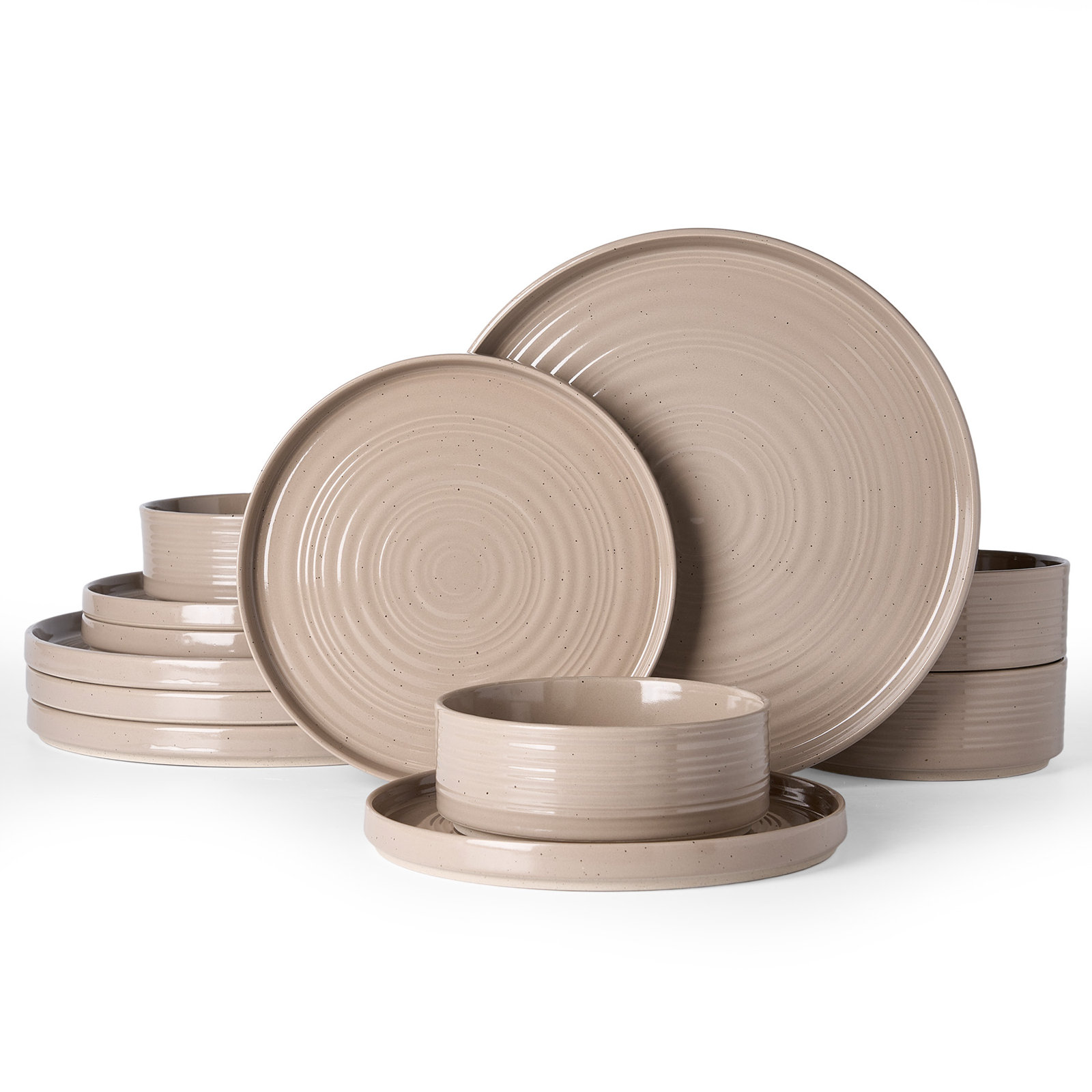 Zaiden Stoneware Dinnerware Set, Cinnamon Brown