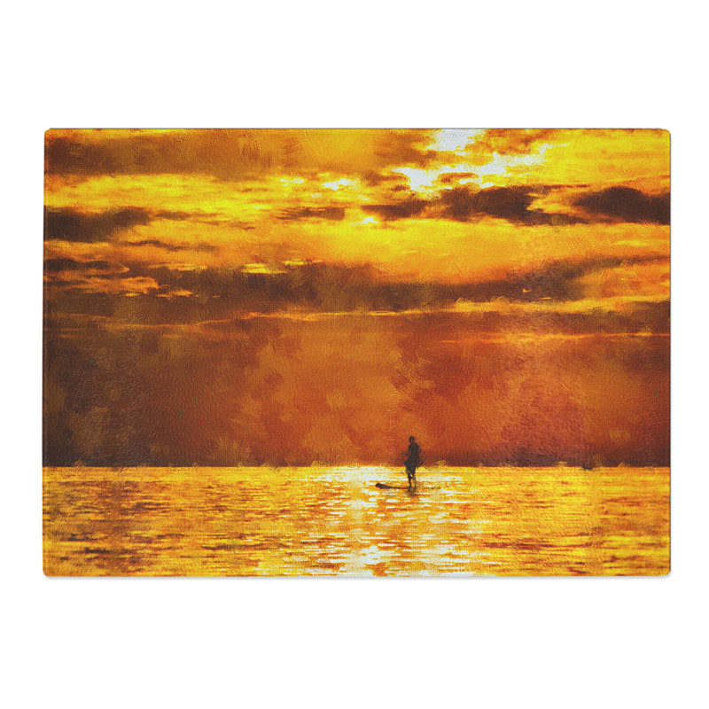 Paddleboarding at Sunset Painting Chopping Board, 0.4cm H x 28.5cm W x 39cm L
