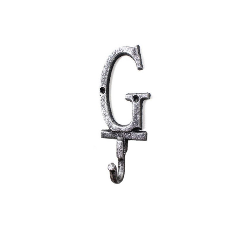 Crochet mural alphabet g de fonte lettre g, Argent