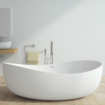 Baignoire autoportante une pièce ovale à surface solide