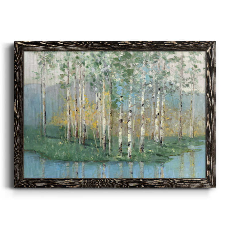 Birch Reflections Revisité - Peinture sur toile encadrée, Noir, H 37,5 po x l 27,5 po x P 1,5 po