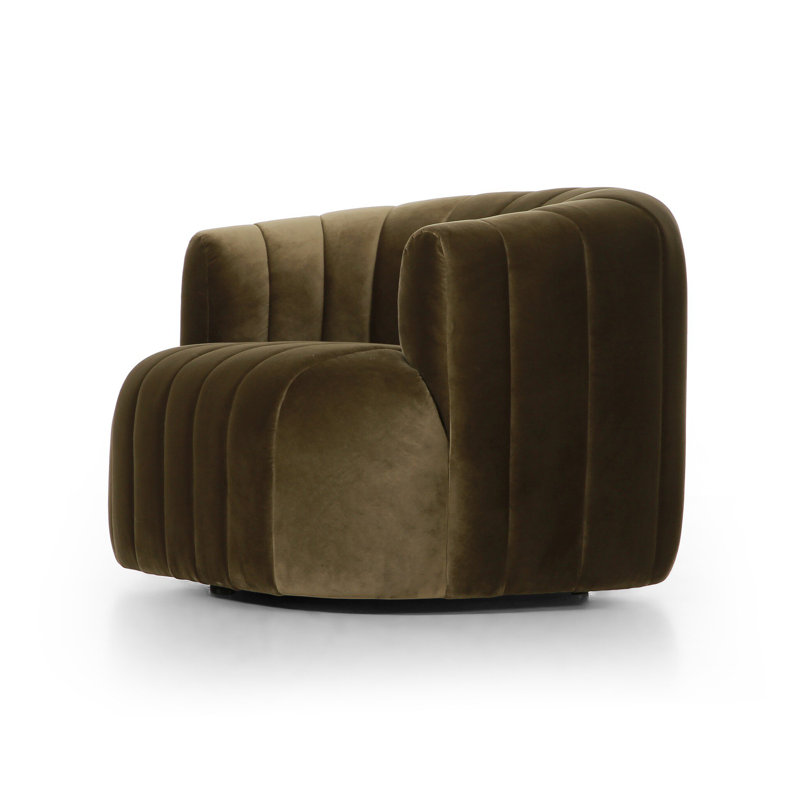 Elliana Swivel Barrel Chair, Surrey Olive Velvet