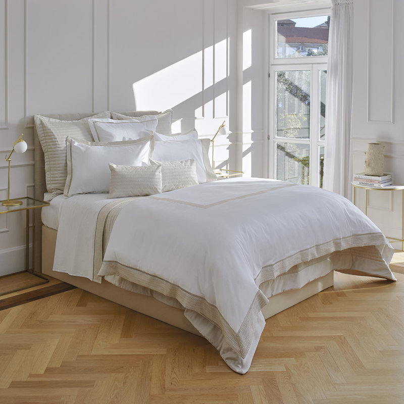 Windsor 100% Cotton Sateen Shams, white/ silver, King