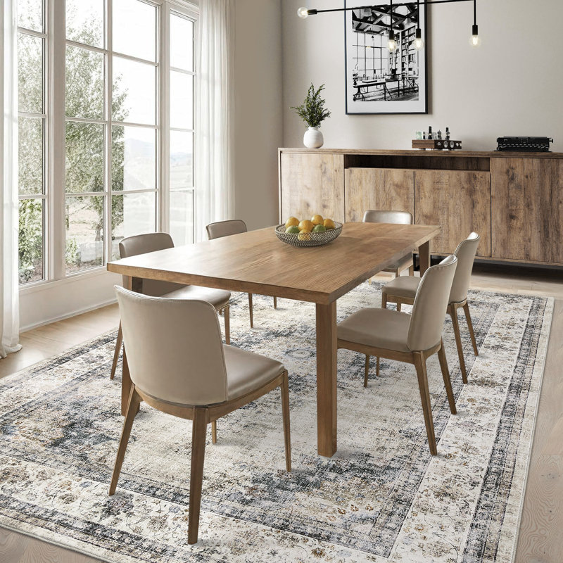 Living Room Rug Washable Rug Vintage Bedroom Rug Area Rug Distressed Non Slip Throw Rugs Non Shedding Stain Resistant Carpet for Office Dining Room