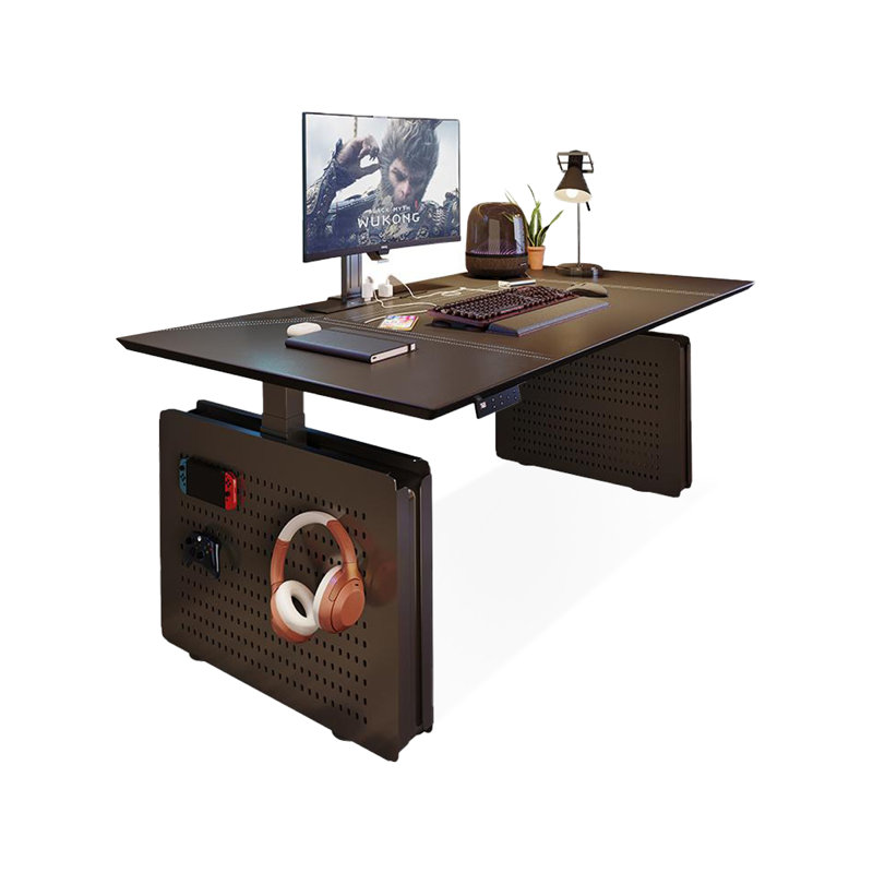Bureaux noirs rectangulaires réglables en bois massif, H 23,62 po x l 62,99 po x P 27,56 po