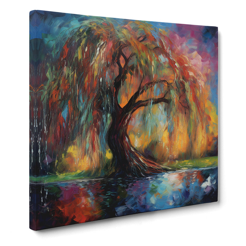 Weeping Willow Expressionism - Wrapped Canvas - Framed Print
