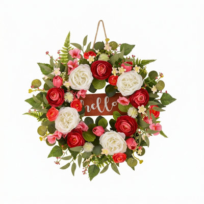 Couronne de porte 19,68 "artificielle en forme d'eucalyptus rose pour le mariage de printemps