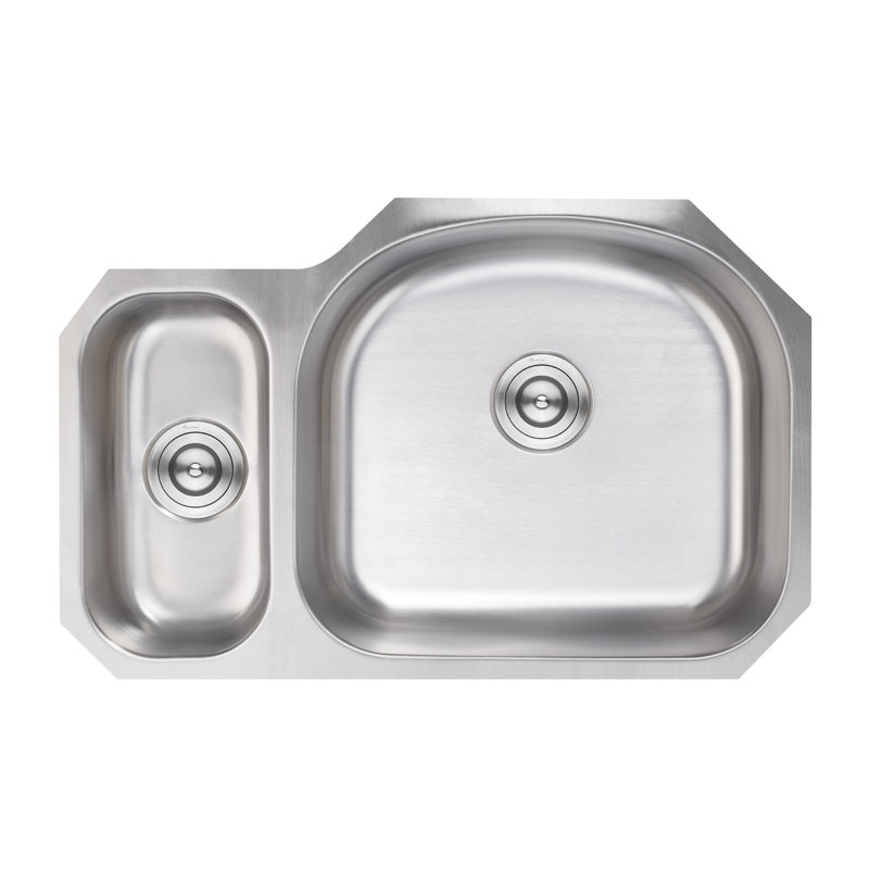 32" x 21" Undermount Stainless Steel Double Bowl Kitchen Sink, Double Bowl 20/80