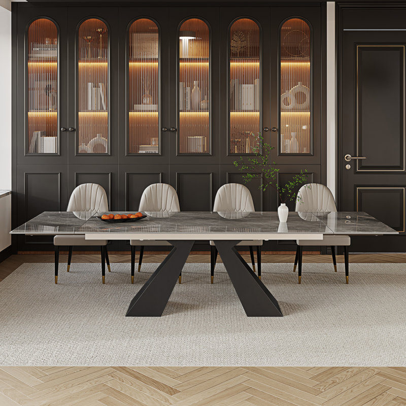 Joceline 78.74'' to 110.23” Extendable Rectangular Sintered Stone Dining Table For 10-12, Italian Gray