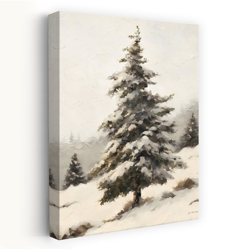 Neige recouverte de pin, art contemporain de paysage de pin abstrait, H 36 po x l 24 po