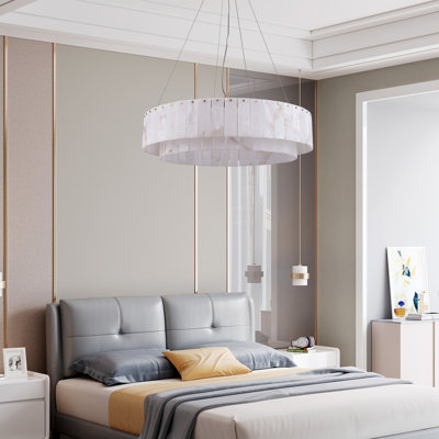 10-light Dimmable Round Alabaster Chandelier