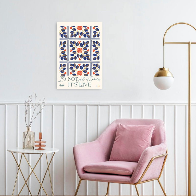 Amour, fleurs, motif botanique, romantique, abstrait, fleur rose, paysage, impression d'art mural, 24" H x 16" W