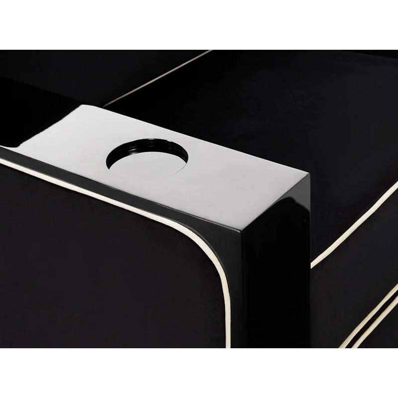 Sièges de cinéma en bois de velours et de piano Paris Valencia Valencia Elegance Premium Elegance | Fauteuil inclinable électrique, porte-gobelet sculpté sur mesure, soutien lombaire, éclairage à DEL (rangée de 2, corbeau)