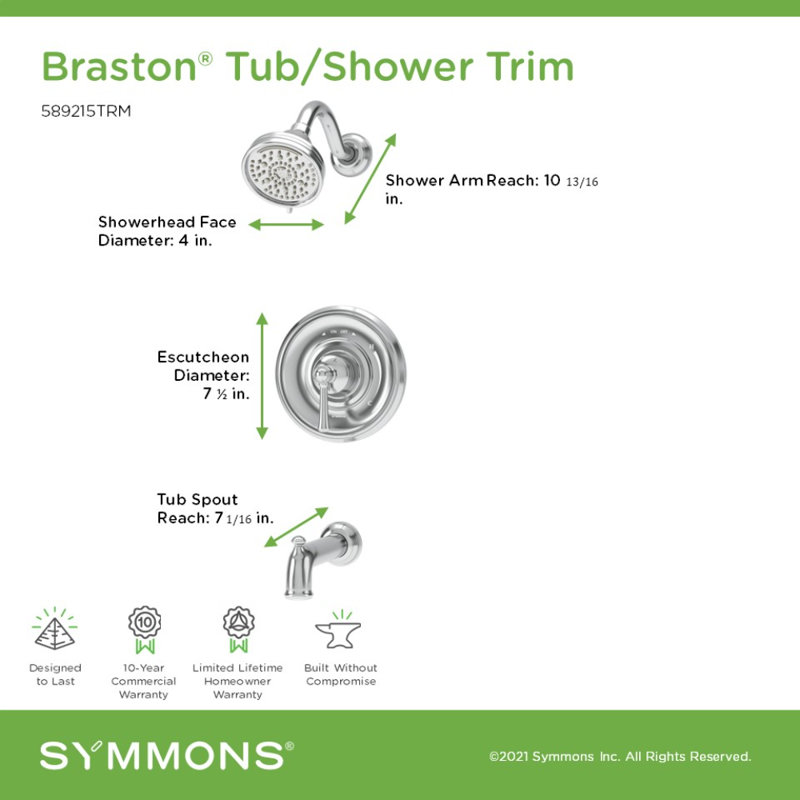 Braston HydroMersion Tub and Shower Faucet Trim Kit, Polished Chrome