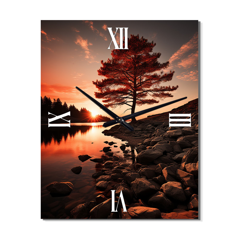 Canada Sunset Splendor - Horloge murale moderne Canada, Petit