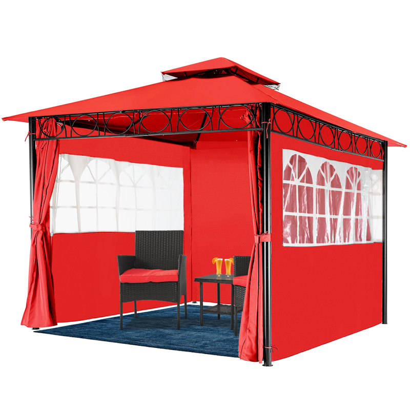 Red 10'x10' Alloy Steel Rectangular Gazebo Canopy Tent