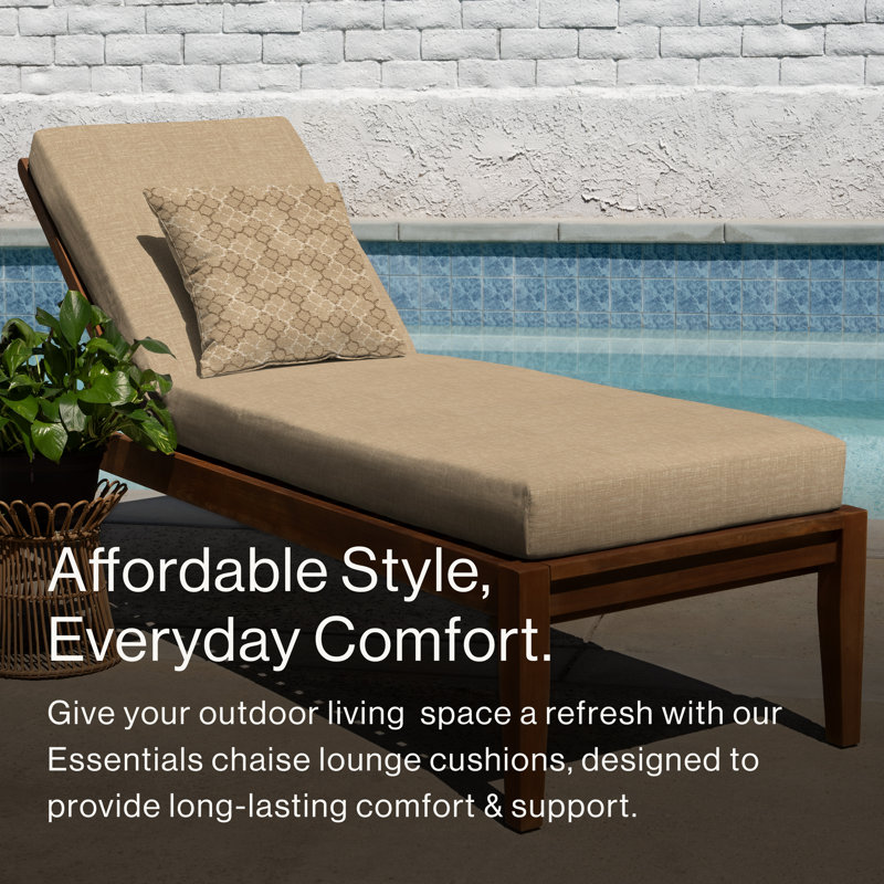 Meridian Outdoor Chaise Lounge Cushion – Weather-Resistant, Reversible, Plush Comfort, Tan, 22.5" W x 45" D