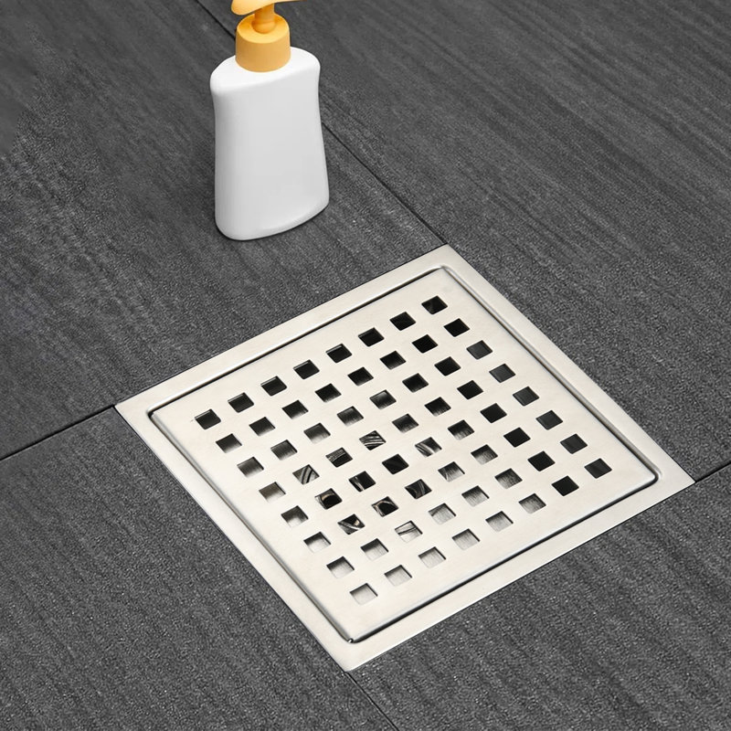 Drain de plancher de douche carré de 6 pouces, grille antirouille facile à traiter de surface