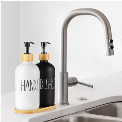 Farmhouse Style 2-Piece Glass Soap & Dish Liquid Dispenser Set