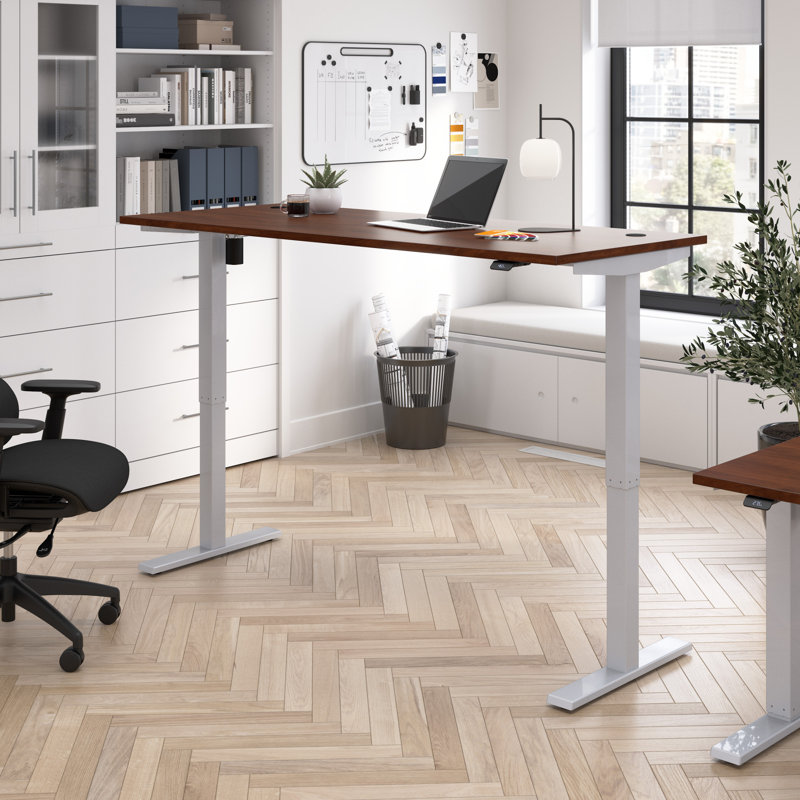 Height Adjustable Standing Desk, Hansen Cherry, 71.02" W x 29.37" " D