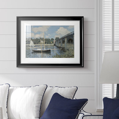 Le pont de la route à Argenteuil-Claude Monet - reproduction encadrée avec passe-partout et verre - 1874