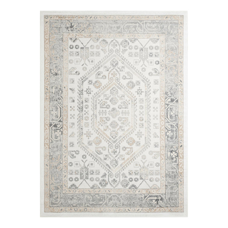 Edson Oriental Ivory Area Rug, Rectangle 7'1" x 10'