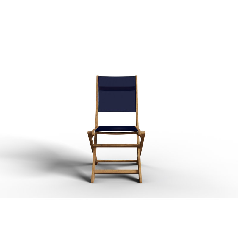 Chaise d'appoint d'extérieur en bois Nawa, Bois naturel / bleu