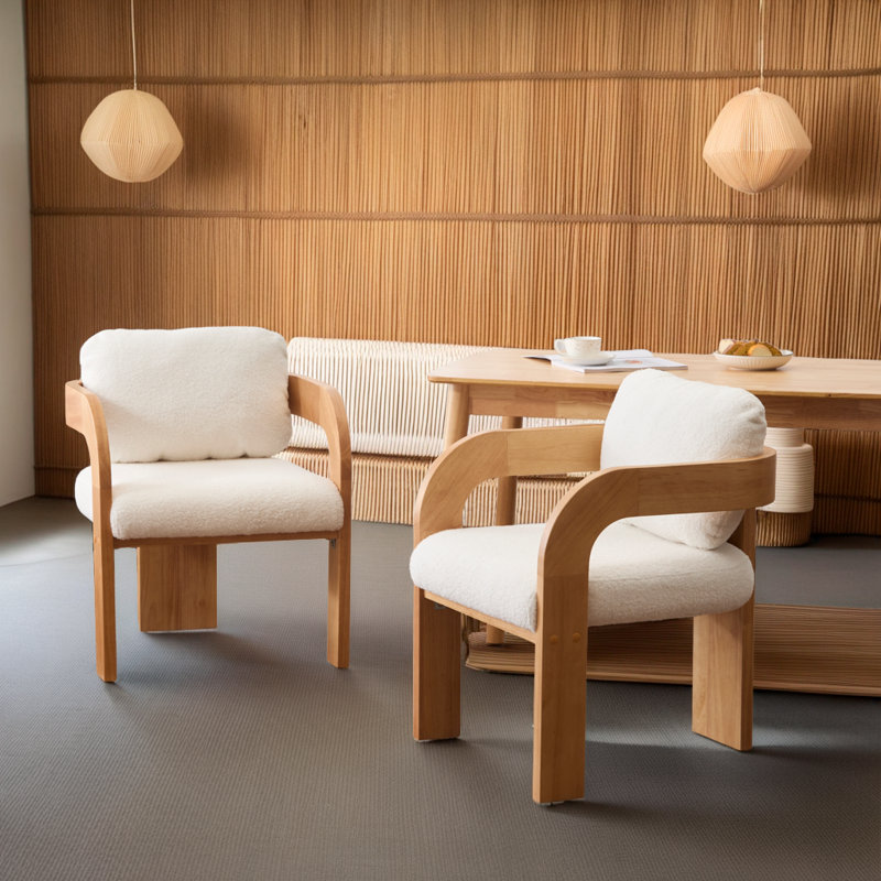 Ensemble de chaises Modern Boucle - structure en caoutchouc avec support ergonomique (ensemble de 2), Blanc, bois