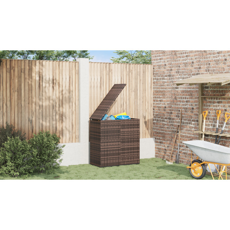 Gallon Water Resistant Poly Rattan Deck Box, Brown, 40.7" H x 39.4" W x 19.3" D