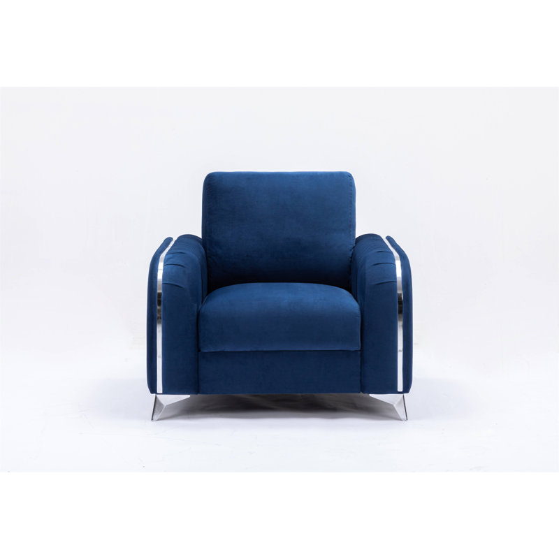 Fauteuil en velours bleu Wenona