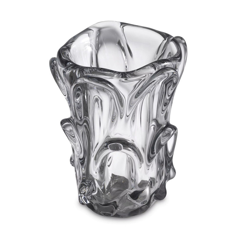 Aila Handmade Glass Table Vase, 12.1254'' H x 7.87'' W x 7.87'' D, Clear